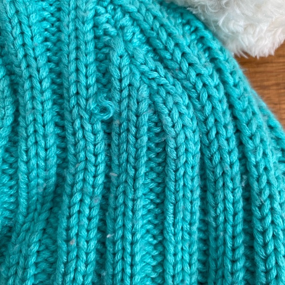 Columbia Kids' Turquoise Beanie with White Pom Poms - Picture 5 of 5